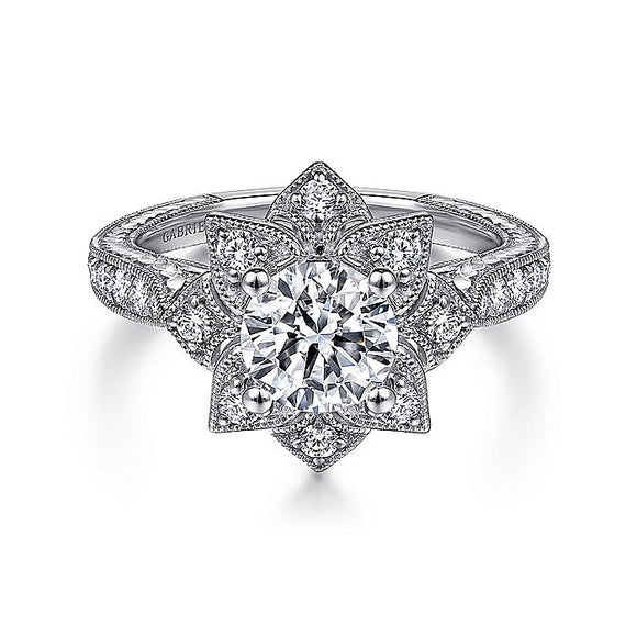 Gabriel & Co. - ER14451R4W44JJ - Unique 14K White Gold Halo Diamond Engagement Ring