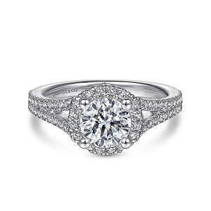 Gabriel & Co. - ER14454R4W44JJ - 14K White Gold Round Halo Diamond Engagement Ring