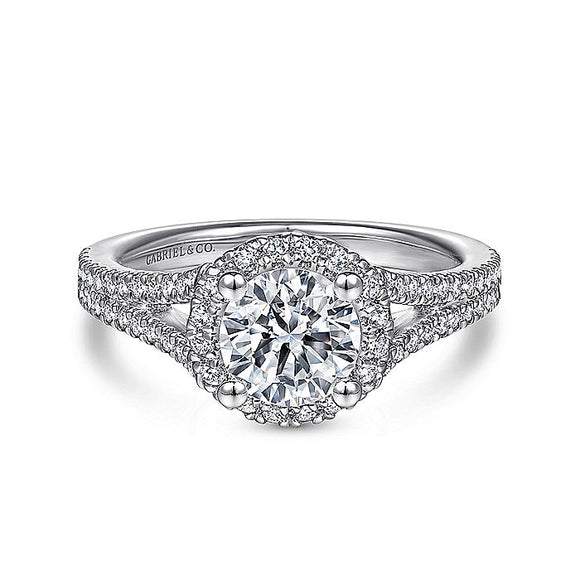 Gabriel & Co. - ER14454R4W44JJ - 14K White Gold Round Halo Diamond Engagement Ring