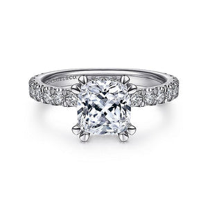 Gabriel & Co. - ER14649C8W44JJ - 14K White Gold Hidden Halo Cushion Cut Diamond Engagement Ring