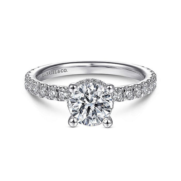 Gabriel & Co. - ER14649R4W44JJ - 14K White Gold Hidden Halo Round Diamond Engagement Ring
