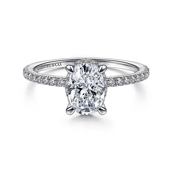 Gabriel & Co. - ER14719O4W44JJ - 14K White Gold Hidden Halo Oval Diamond Engagement Ring