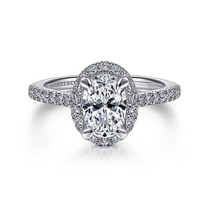 Gabriel & Co. - ER14725O4W44JJ - 14K White Gold Oval Halo Diamond Engagement Ring