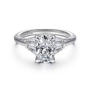 Gabriel & Co. - ER14727O6W43JJ - 14K White Gold Oval Three Stone Diamond Engagement Ring