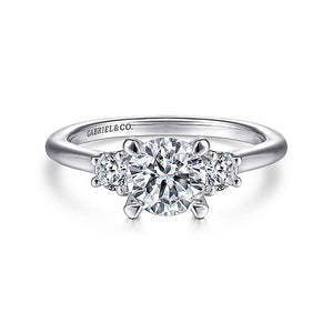 Gabriel & Co. - ER14745R4W44JJ - 14K White Gold Round 3 Stone Diamond Engagement Ring