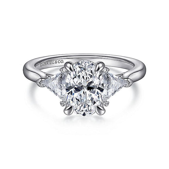Gabriel & Co. - ER14792O6W43JJ - 14K White Gold Oval Three Stone Diamond Engagement Ring