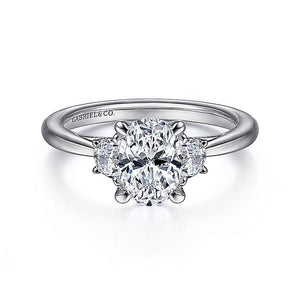 Gabriel & Co. - ER14793O4W43JJ - 14K White Gold Oval Three Stone Diamond Engagement Ring