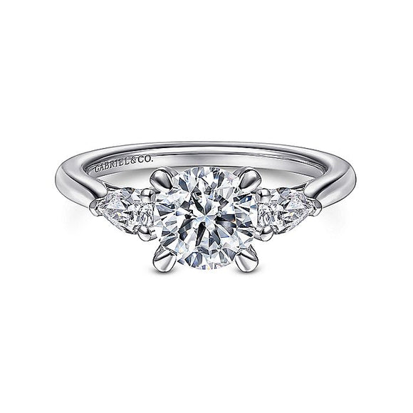 Gabriel & Co. - ER14794R4W44JJ - 14K White Gold Round 3 Stone Diamond Engagement Ring
