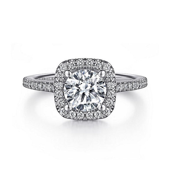 Gabriel & Co. - ER14916R4W44JJ - 14K White Gold Round Halo Diamond Engagement Ring