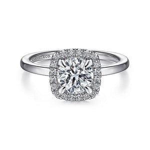 Gabriel & Co. - ER14920R4W44JJ - 14K White Gold Round Halo Diamond Engagement Ring