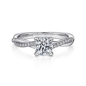 Gabriel & Co. - ER14922R3W44JJ - 14K White Gold Round Twisted Diamond Engagement Ring