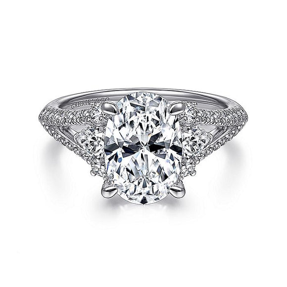 Gabriel & Co. - ER15008O8W44JJ - 14K White Gold Oval Three Stone Diamond Engagement Ring