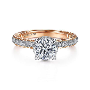 Gabriel & Co. - ER15168R4T44JJ - 14K White-Rose Gold Round Diamond Engagement Ring