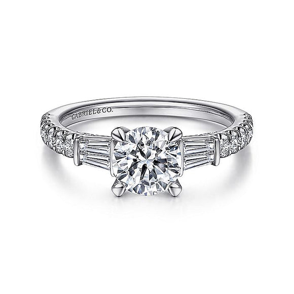 Gabriel & Co. - ER15180R4W44JJ - 14K White Gold Round Three Stone Diamond Engagement Ring