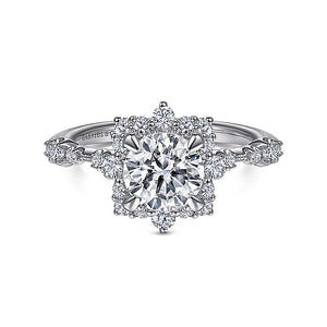 Gabriel & Co. - ER15195R4W44JJ - 14K White Gold Fancy Halo Round Diamond Engagement Ring