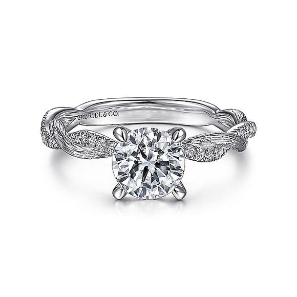 Gabriel & Co. - ER15202R4W44JJ - 14K White Gold Twisted Round Diamond Engagement Ring
