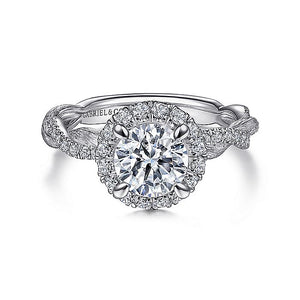 Gabriel & Co. - ER15209R4W44JJ - 14K White Gold Round Halo Diamond Engagement Ring
