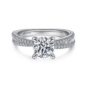 Gabriel & Co. - ER15214R4W44JJ - 14K White Gold Split Shank Round Diamond Engagement Ring