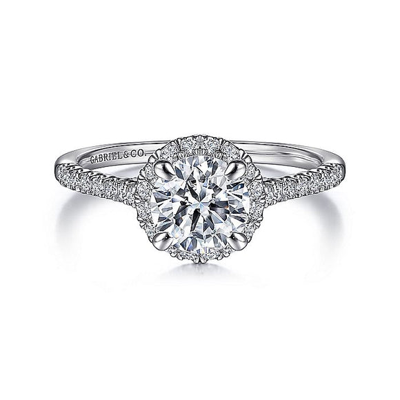 Gabriel & Co. - ER15221R4W44JJ - 14K White Gold Round Halo Diamond Engagement Ring