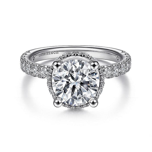 Gabriel & Co. - ER15228R8W44JJ - 14K White Gold Hidden Halo Round Diamond Engagement Ring