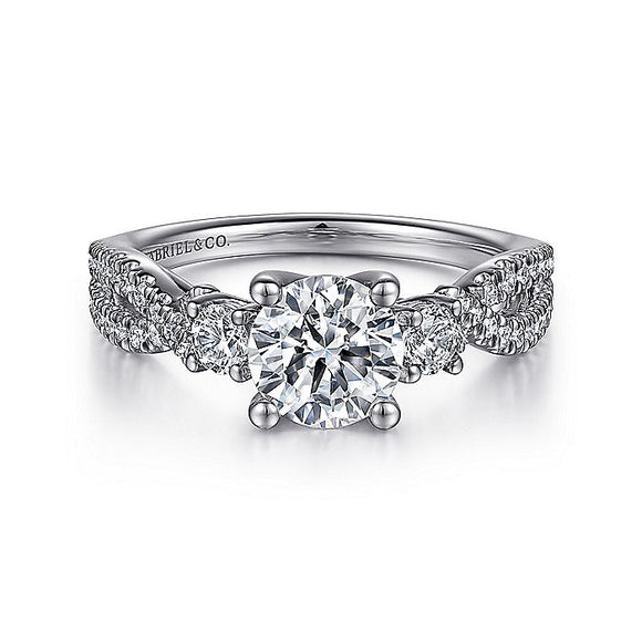 Gabriel & Co. - ER15592R4W44JJ - 14K White Gold Round Three Stone Diamond Engagement Ring