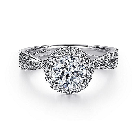 Gabriel & Co. - ER15598Q4W44JJ - 14K White Gold Round Halo Diamond Engagement Ring