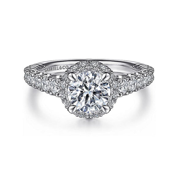 Gabriel & Co. - ER15623Q4M44JJ - 14K White-Yellow Gold Round Halo Diamond Engagement Ring