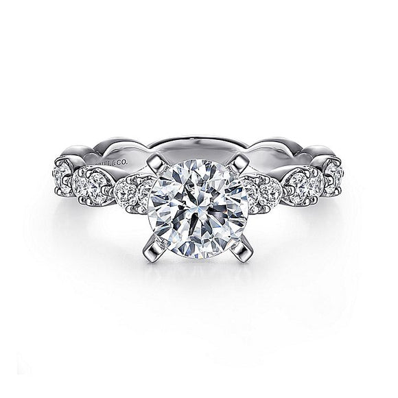 Gabriel & Co. - ER3990W44JJ - 14K White Gold Round Diamond Engagement Ring