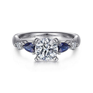 Gabriel & Co. - ER6002W44SA - 14K White Gold Round Five Stone Sapphire and Diamond Engagement Ring