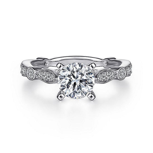 Gabriel & Co. - ER6711W44JJ - 14K White Gold Round Diamond Engagement Ring