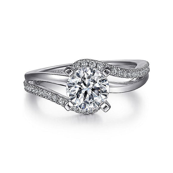 Gabriel & Co. - ER6974W44JJ - 14K White Gold Round Bypass Diamond Engagement Ring