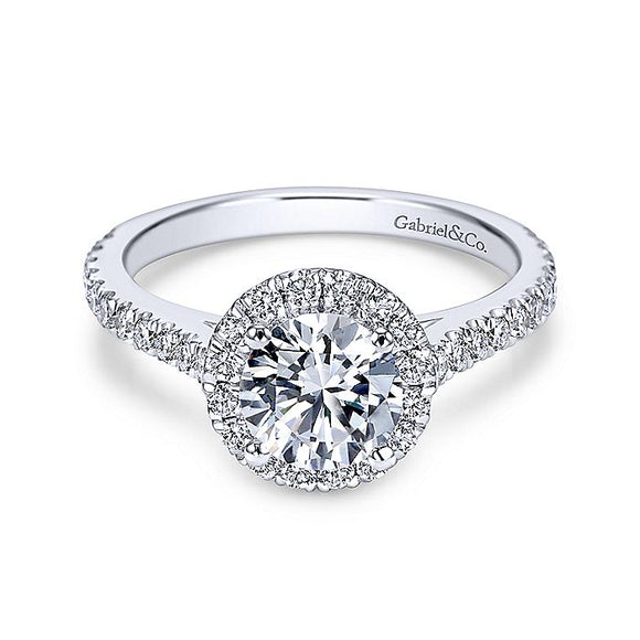 Gabriel & Co. - ER7259W44JJ - 14K White Gold Round Halo Diamond Engagement Ring