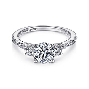Gabriel & Co. - ER7296W44JJ - 14K White Gold Round Three Stone Diamond Engagement Ring