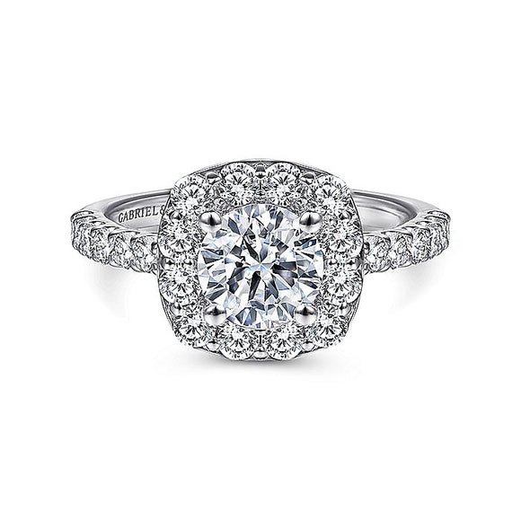 Gabriel & Co. - ER7480W44JJ - 14K White Gold Cushion Halo Round Diamond Engagement Ring