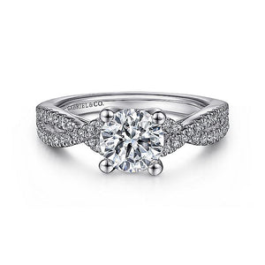 Gabriel & Co. - ER7546W44JJ - 14K White Gold Round Twisted Diamond Engagement Ring