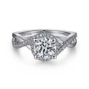 Gabriel & Co. - ER7804W44JJ - 14K White Gold Round Halo Diamond Engagement Ring