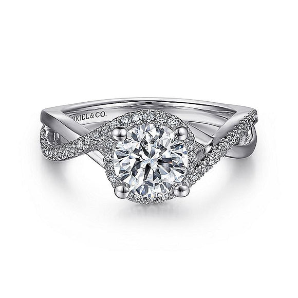 Gabriel & Co. - ER7804W44JJ - 14K White Gold Round Halo Diamond Engagement Ring