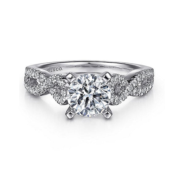 Gabriel & Co. - ER7805W44JJ - 14K White Gold Round Twisted Diamond Engagement Ring