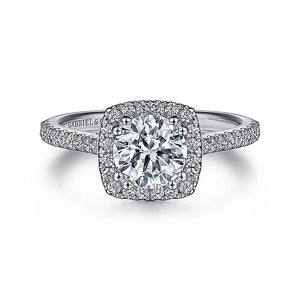 Gabriel & Co. - ER8152W44JJ - 14K White Gold Cushion Halo Round Diamond Engagement Ring