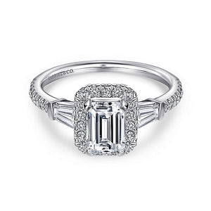 Gabriel & Co. - ER8354W44JJ - 14K White Gold Emerald Halo Diamond Engagement Ring