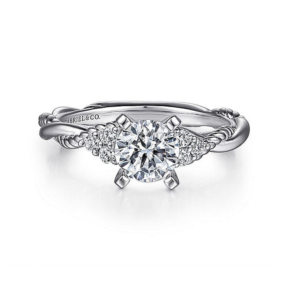 Gabriel & Co. - ER8817W44JJ - 14K White Gold Round Twisted Diamond Engagement Ring