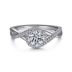 Gabriel & Co. - ER9337W44JJ - 14K White Gold Round Twisted Diamond Engagement Ring