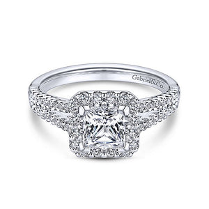 Gabriel & Co. - ER9540W44JJ - 14K White Gold Princess Halo Diamond Engagement Ring