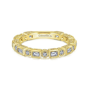 Gabriel & CO 14K White Gold Baguette and Round Diamond Eternity Ring LR4380Y44JJ
