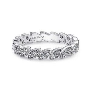 Gabriel & Co. - LR4652W45JJ - 14K White Gold Scalloped Marquise Stackable Diamond Ring