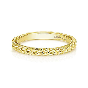14K Yellow Gold Braided Stackable Ring