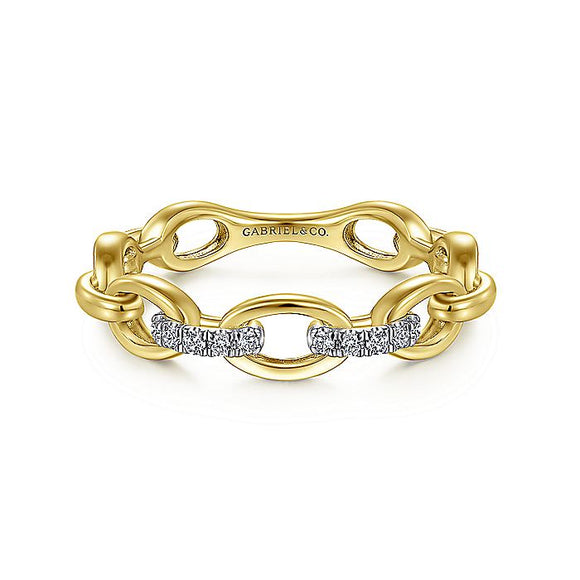 Gabriel & Co. - LR51461Y45JJ - 14K Yellow Gold Oval Chain Link Diamond Ring