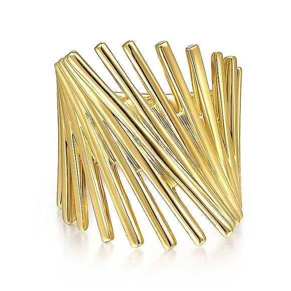 Gabriel & Co. - LR51877Y4JJJ - 14K Yellow Gold Stacked Bar Cage Ring