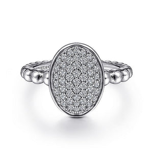 Gabriel & Co. - LR51891SVJWS - 925 Sterling Silver Oval Ring with White Sapphire Pave