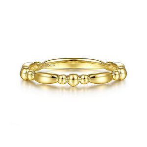 Gabriel & Co. - LR51938Y4JJJ - 14K Yellow Gold Alternating Bar and Bujukan Bead Stackable Ring
